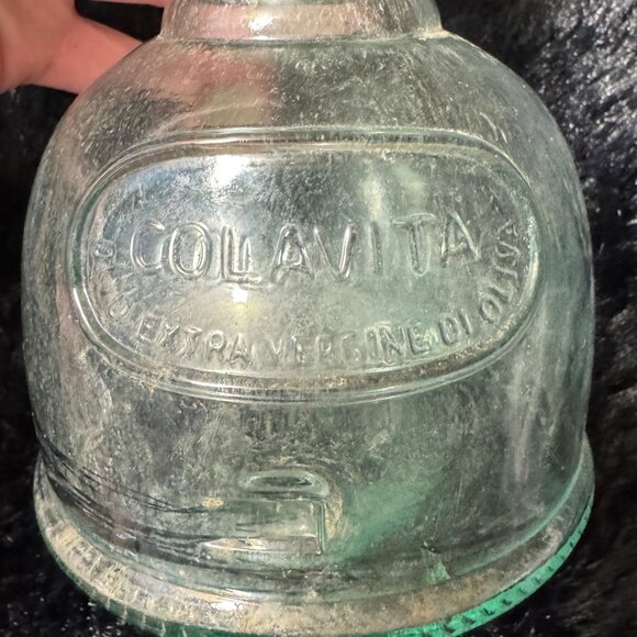 Vintage Colavita Clear Glass Olive Oil Decanter Vintage 50cl 350g Embossed Logo - Picture 4 of 6